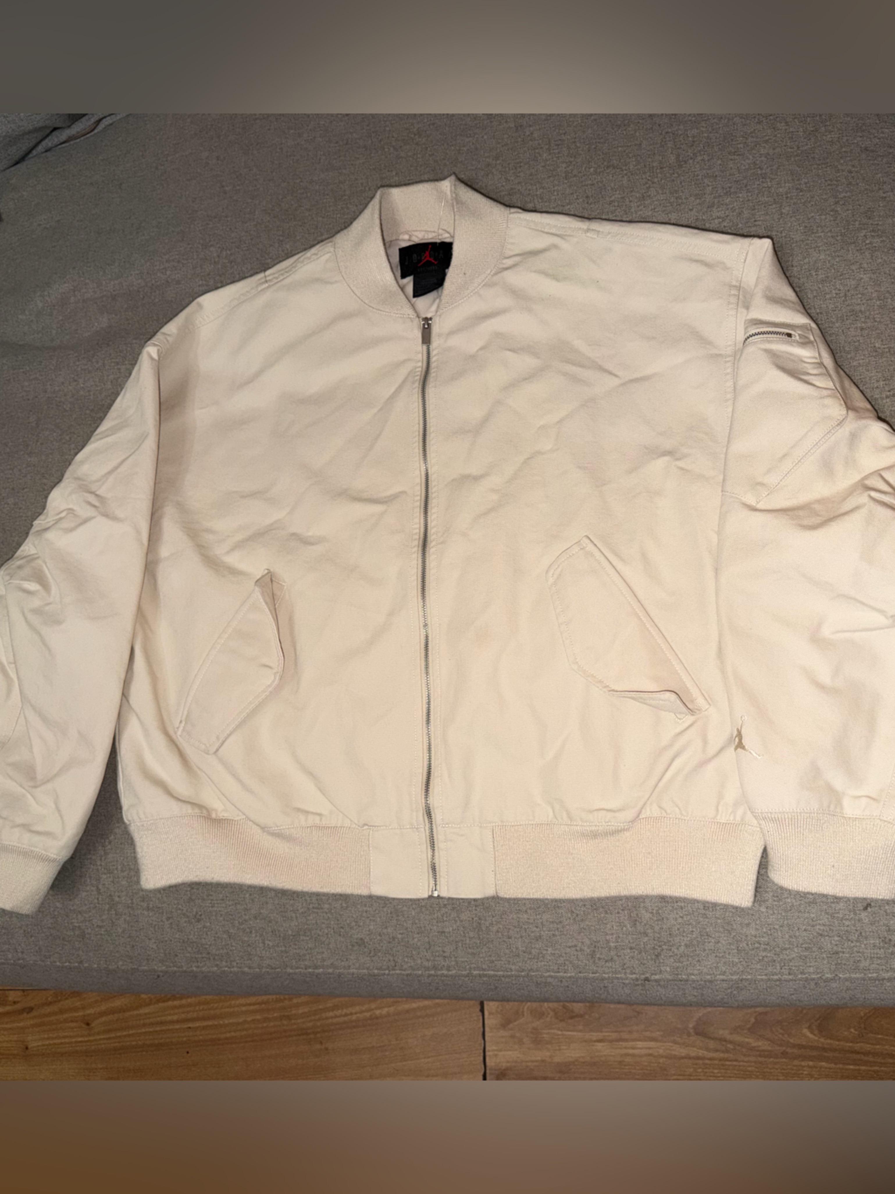Jordan Cream Jacket With Red Jumpman Logo